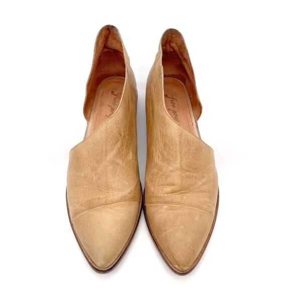 Free People Royale Cutout Flat Size 39.5 /9 Tan Leather Pointed Toe Boho Western - Picture 5 of 16